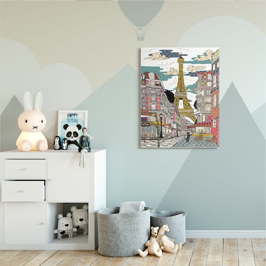 Stupell Industries Patchwork Pattern Paris Canvas Wall Art